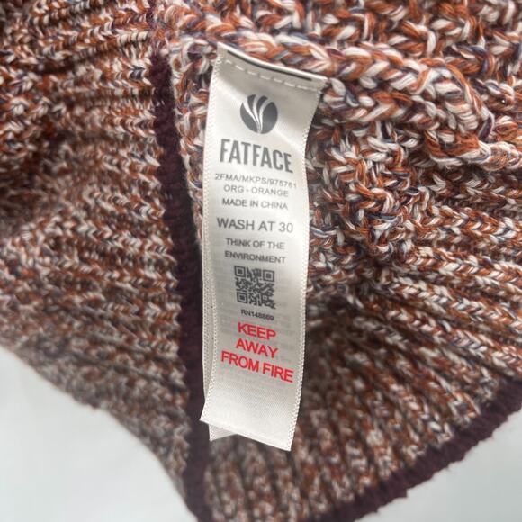 Fat Face Sweater XL Fall Orange Cotton Heavy Knitted Long Sleeve Pullover - Picture 4 of 6